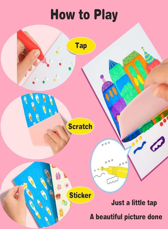 Amitasha Rainbow Scratch Art Painting Kit for Kids, Rainbow Scratch Squeeze Dot Magic Paper DIY Postcard Activity Set, Magic Dot Scratch Painting Gifts for Girls and Boys - Image 4